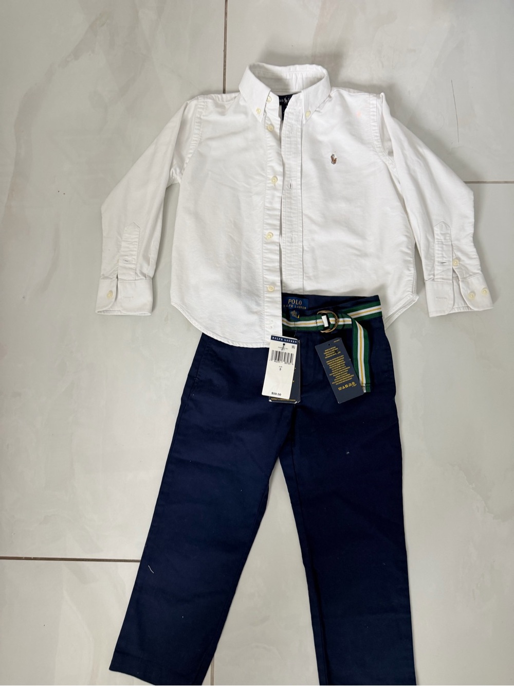 Ralph Lauren White Button-Down Shirt with Navy Chinos
